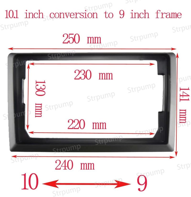 Strpump Store 10.1'' to 9'' Inch Universal Car Radio Stereo Fascia Frame Adapter in Dash Panel Trim Bezel Conversion - Image 2